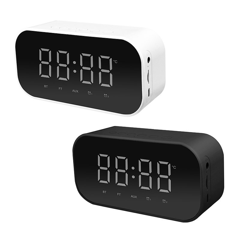 Four-in-one creative smart bluetooth speaker digital alarm clock electronic clock desktop mirror bluetooth speaker - นาฬิกา - อะคริลิค ขาว