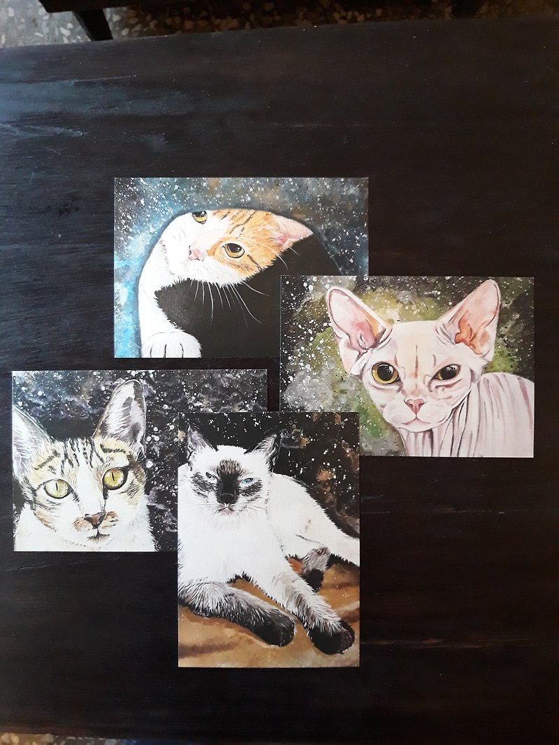 Cosmic Cats and Stars-グループB（4枚の写真） - カード・はがき - 紙 多色
