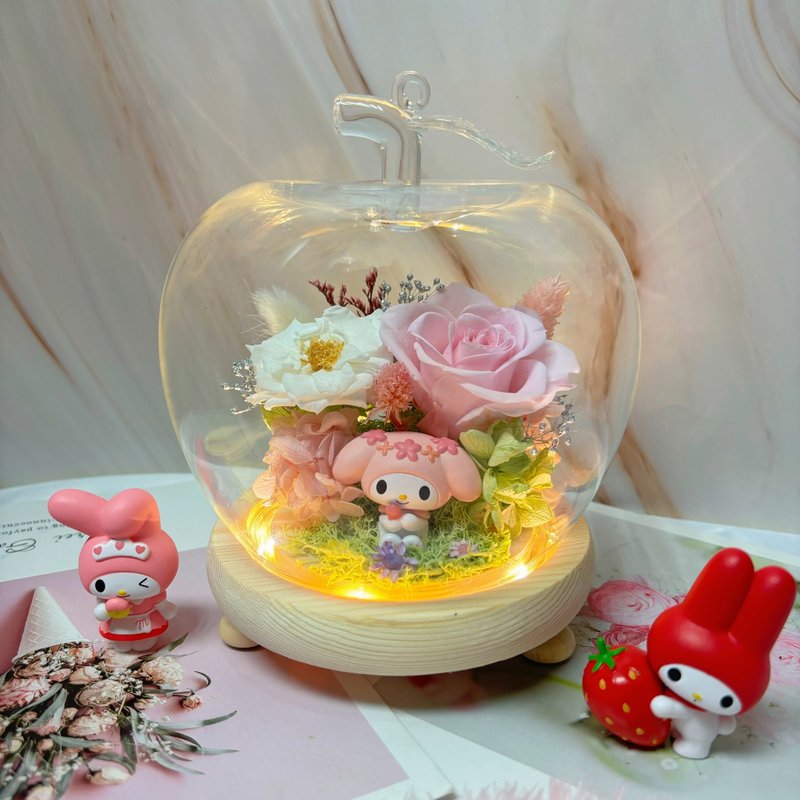 24hr shipment [Melody] Eternal Flower Night Light Glass Cup/Sanrio/Birthday Gift - ช่อดอกไม้แห้ง - พืช/ดอกไม้ 