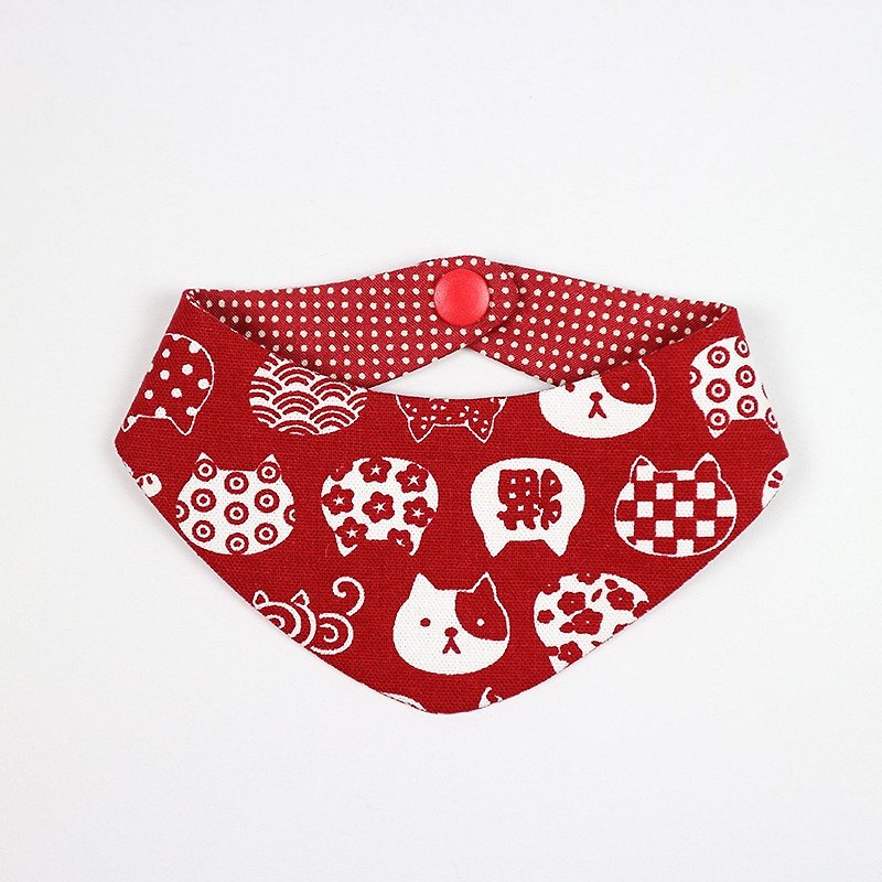 Pet Scarf Cat Scarf Triangle Scarf-Cat Face (Red) - Clothing & Accessories - Cotton & Hemp Red