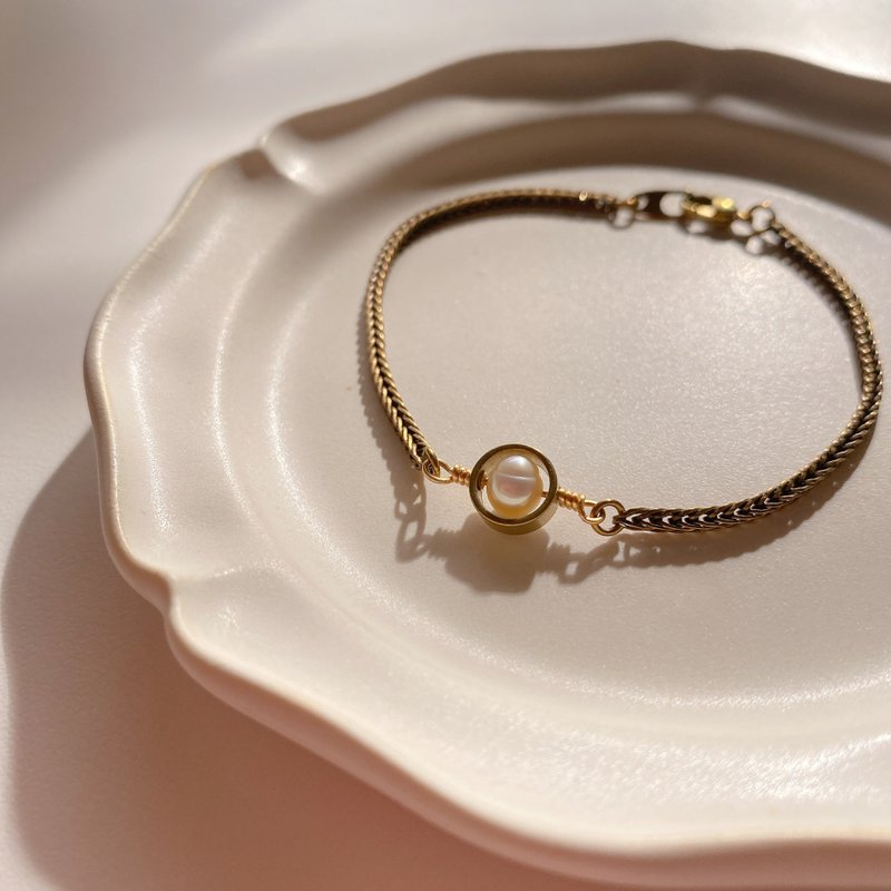 絮絮-珍珠黃銅手鍊 - 手鍊/手環 - 銅/黃銅 多色