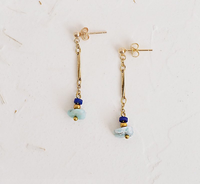 Island Brass Irregular La Lima Earrings - Earrings & Clip-ons - Other Metals Blue