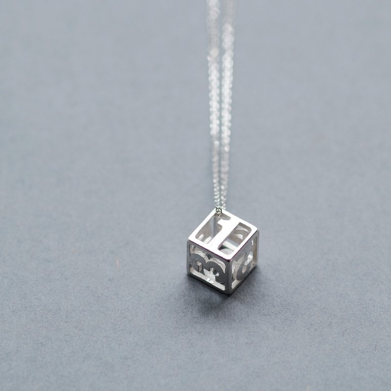 Dice Necklace Silver 925 Men's Unisex - สร้อยคอ - โลหะ สีเงิน
