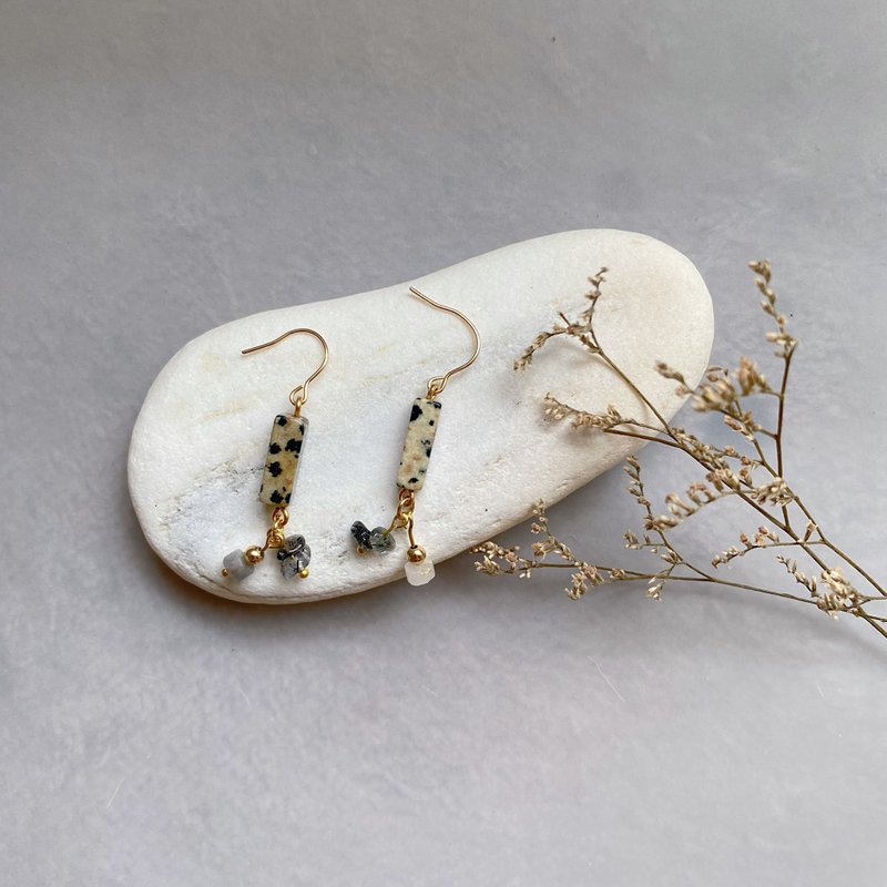 14K包金礦石耳環_斑點石 14KGF earrings - 耳環/耳夾/耳骨夾 - 水晶 咖啡色