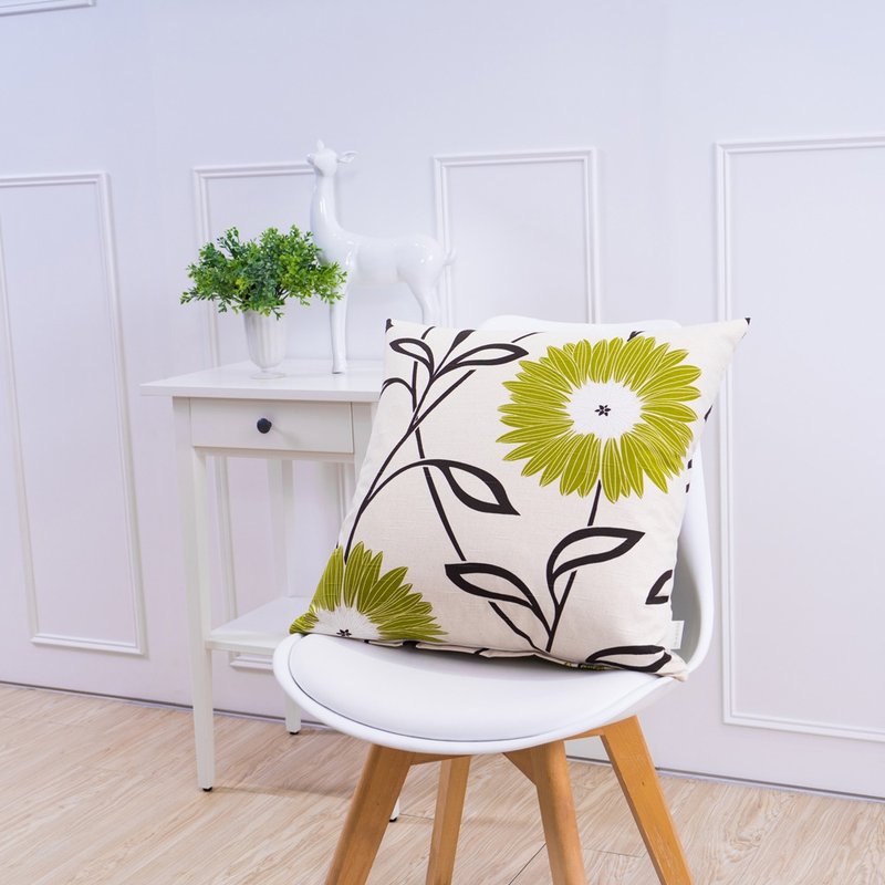 簡約系列抱枕-菊花綠 - 枕頭/抱枕 - 棉．麻 