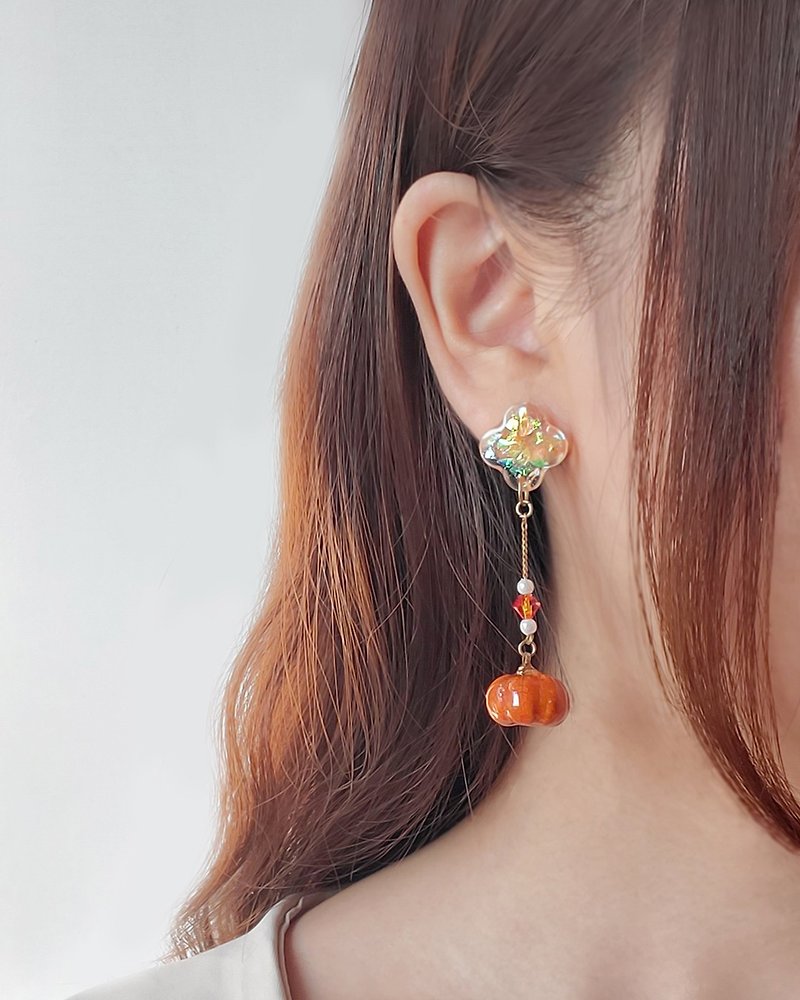 Pumpkin Carnival. Fruit Drop Earrings - Earrings & Clip-ons - Resin Orange