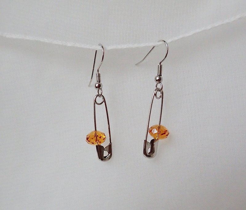 earrings with SWAROVSKI ELEMENTS - ต่างหู - แก้ว สีส้ม