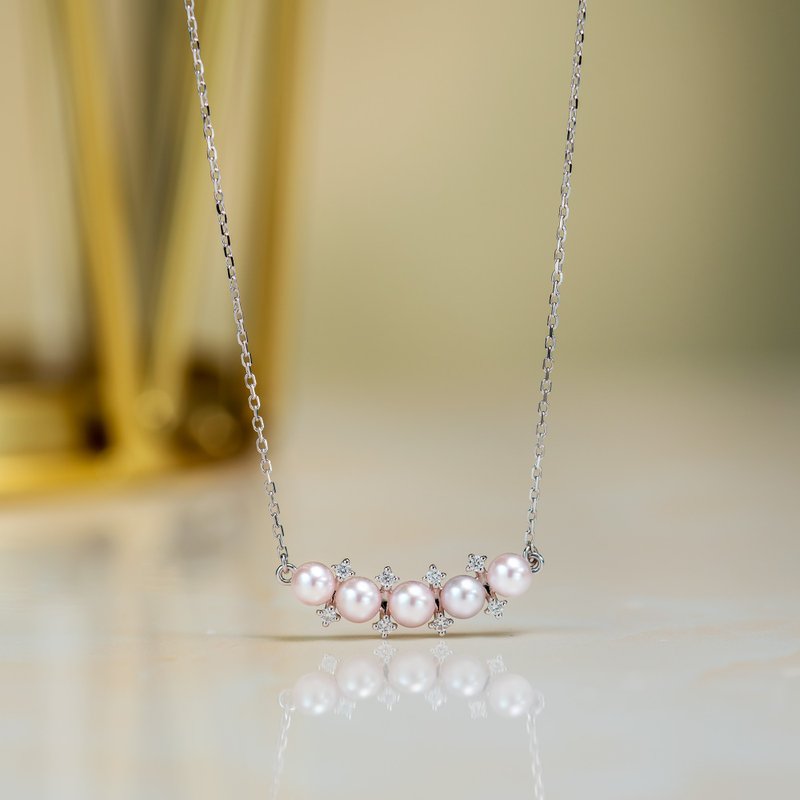 Akoya | Smiley | 18K White Gold | Diamond Necklace - สร้อยคอ - ไข่มุก 