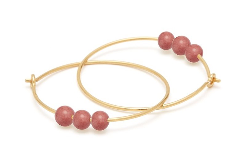 <Lockena - Nordic Collection> Coral Porcelain Beads 24K Yellow Gold Plated Earrings - Bracelets - Porcelain Pink