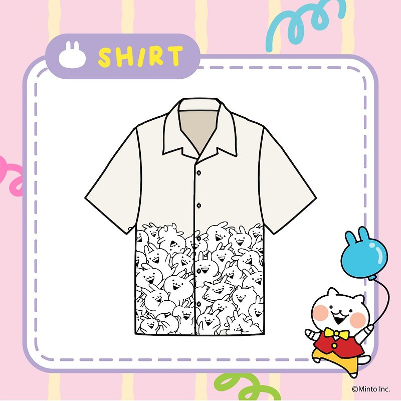 Hawaii T-shirt  ALL Usagyuuun - 男襯衫/休閒襯衫 - 棉．麻 白色