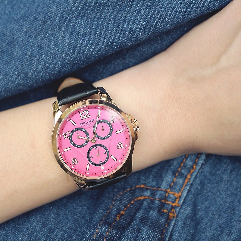 【PICONO】Mr. & Mrs.Pearl 系列手錶 / MM-4402 - 女錶 - 其他金屬 粉紅色