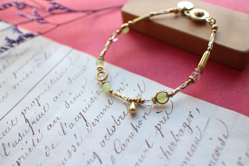 Prehnite brass bracelet - สร้อยข้อมือ - ทองแดงทองเหลือง หลากหลายสี