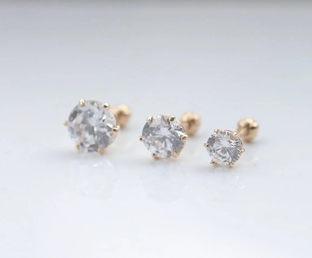 Six-Prong Tiny Diamond Post Earrings