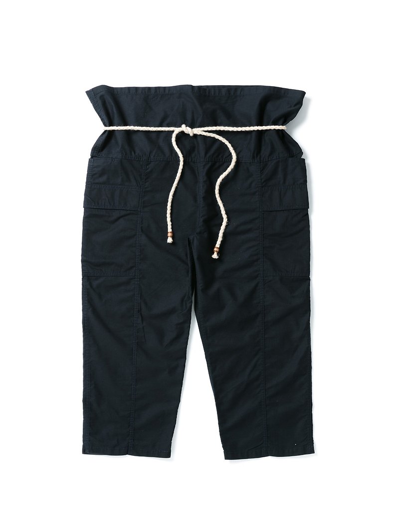 "FOLK" ARMY FISHERMAN PANTS - NAVY SATIN MOLESKIN - กางเกงขายาว - ผ้าฝ้าย/ผ้าลินิน สีน้ำเงิน