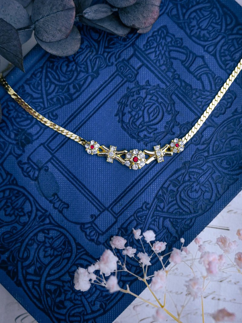 法國 80年代老項鍊 蝴蝶結花串—歐洲古董首飾 Vintage Jewelry - 項鍊 - 其他金屬 