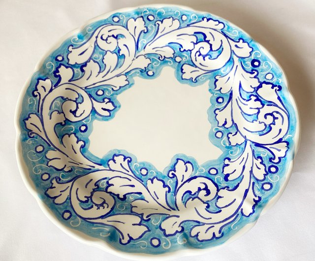 丸皿26cm BLUEシリーズ マヨリカ焼き イタリア陶器 - ショップ