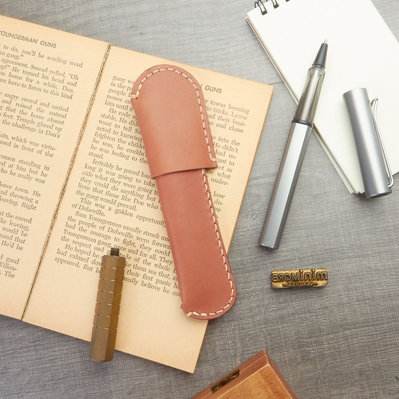Leather Pen Holder / Pen Case / Pen Sleeve / Stationary Accessories - 筆筒/筆座 - 真皮 紅色