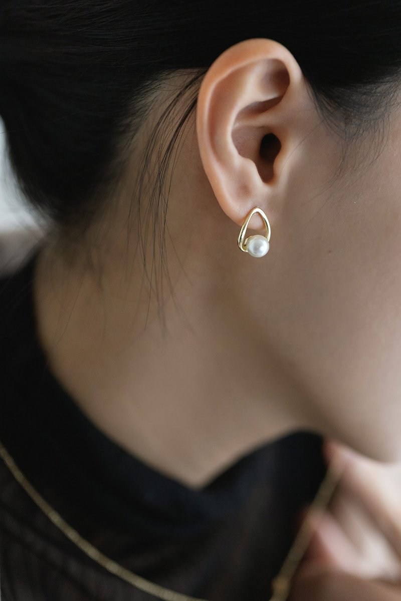 classical 珍珠訂製款 古典光澤珍珠耳環 耳夾 - 耳環/耳夾 - 純銀 金色