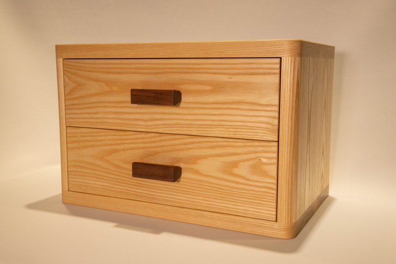 [It must be wood] Ash desktop double drawer cabinet丨Can be customized - Storage - Wood Brown