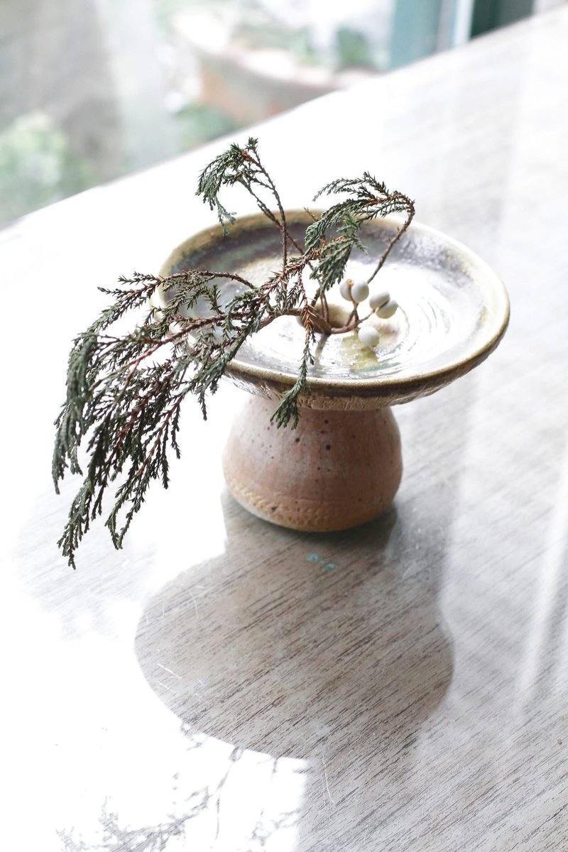 手工製作菇菇造型陶瓶/陶瓷花器 - 花瓶/花器 - 陶 綠色