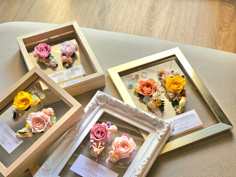 Sheer Whisper Hidden Flower_Everlasting Flower Footprint/Newborn Footprint/Footprint Memorial Photo Frame - Dried Flowers & Bouquets - Plants & Flowers Orange