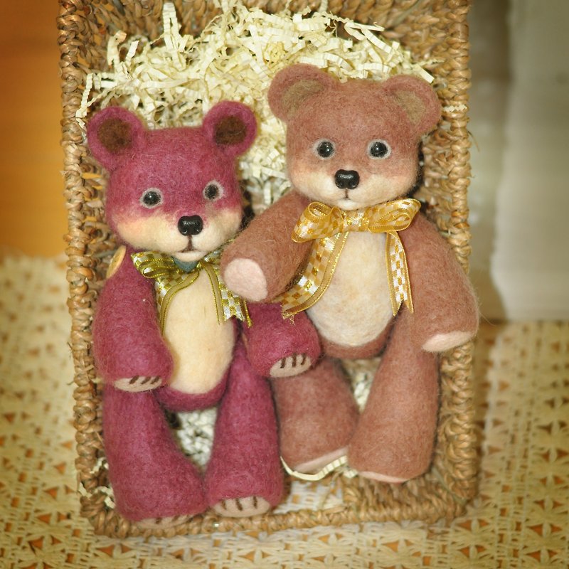 Wool felt teddy bear - Stuffed Dolls & Figurines - Wool Brown