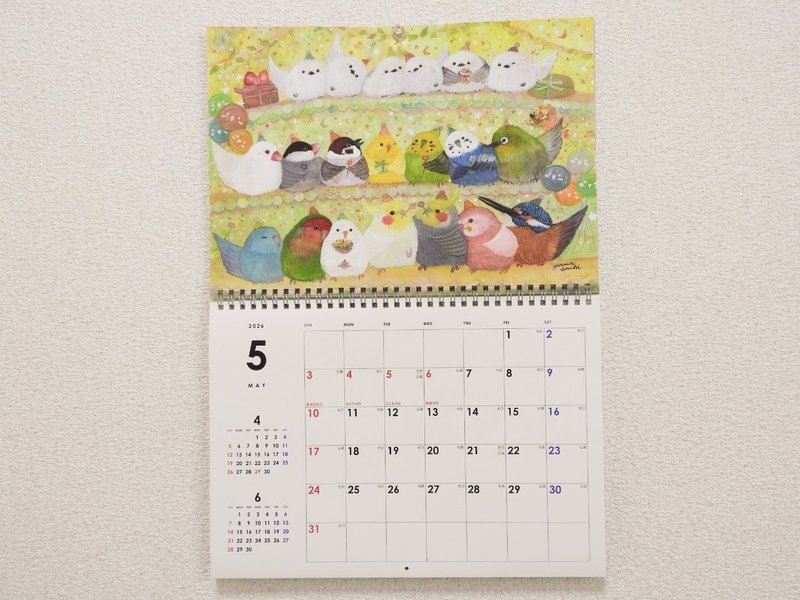 Japanese Specification Calendar: Bird Calendar Starting January 2026 - 月曆/年曆/日曆 - 紙 粉紅色