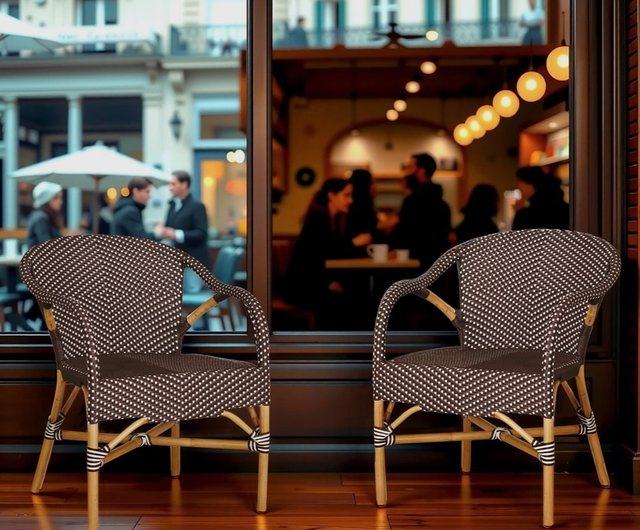 手作りのラタン製ダイニングチェア、バリ風アームチェア、天然ラタン