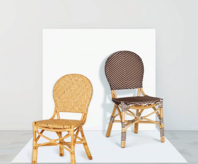 手作りのラタン製ダイニングチェア、バリ風アームチェア、天然ラタン