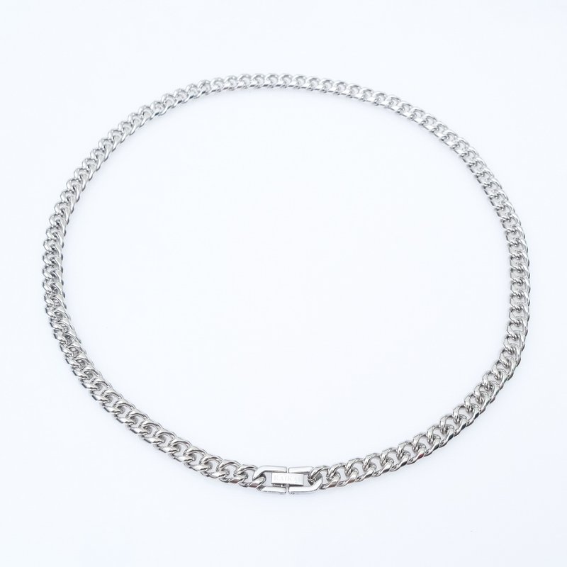 KAIKAI - ReBorn - Thin Logo Titanium Cuban Necklace - Silver - Necklaces - Stainless Steel Silver