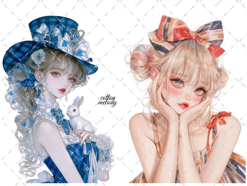 original sticker no.6360 人物ステッカー オリジナルステッカー 人物ステッカー 女の子ステッカー オリジナル人物ステッカー - 貼紙 - 紙 
