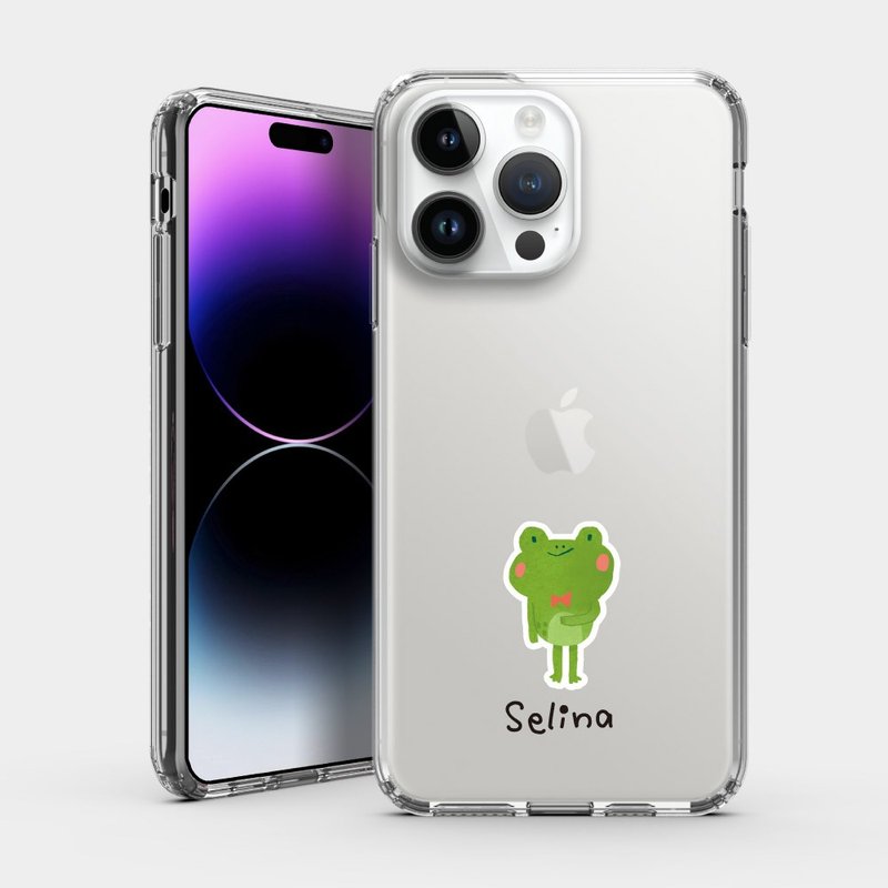【客製化禮物】青蛙 文字 IPHONE 保護殼 透明手機殼 PU026 - 手機殼/手機套 - 塑膠 透明
