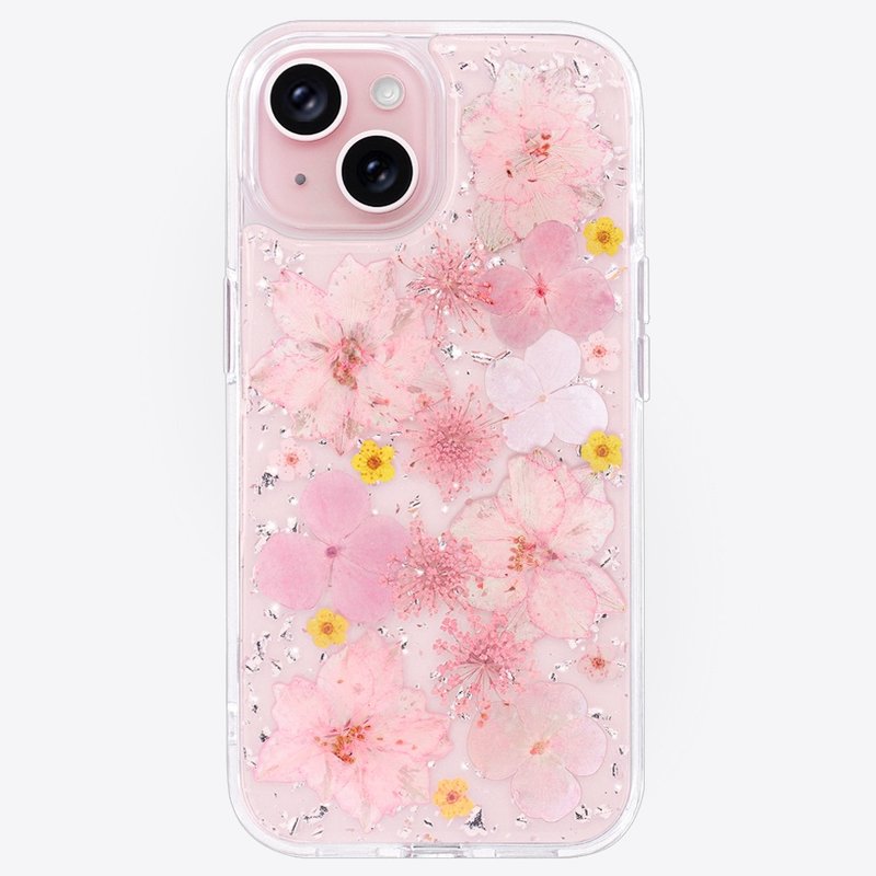 Everlasting Flower Phone Case First Snow Pink Cherry iPhone 15 14 13 Pro Max Customizable Name - Phone Cases - Plants & Flowers Transparent