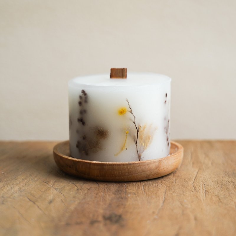 Dried flower scented candle (with wooden dish) - 250G in stock - Fragrances - Wax 