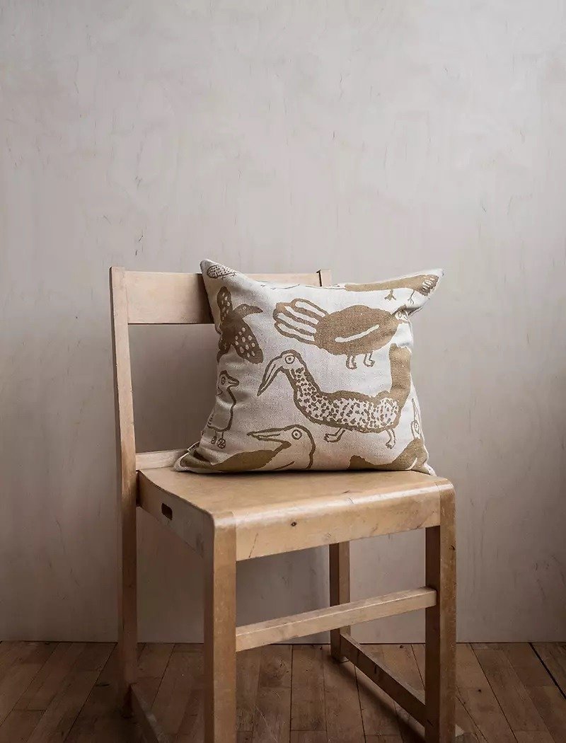 MOGU TAKAHASHI-Co-branded pillowcase TORI, MUSTARD - Pillows & Cushions - Cotton & Hemp Khaki