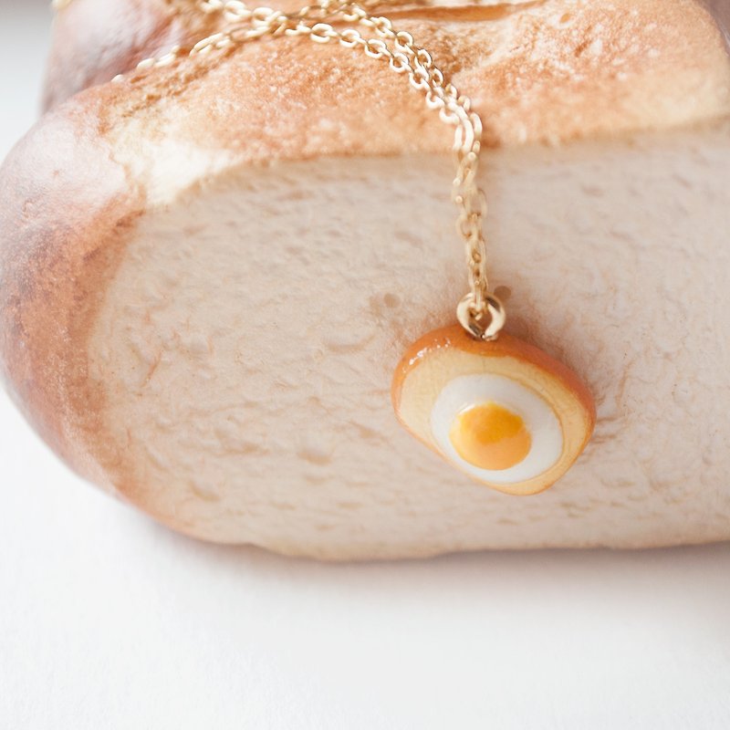 ティータイム/朝！トースト/トーストとの純粋な手元波卵メッキファスナーテープ伸長鎖の鎖骨のネックレスの卵 - ネックレス・ロング - 粘土 オレンジ