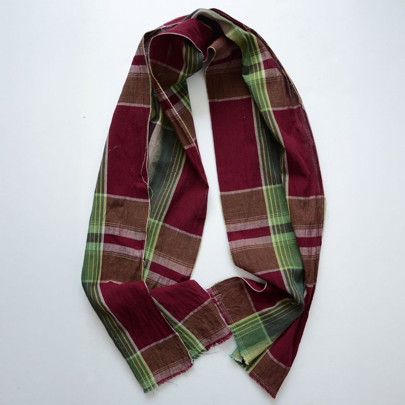 Japanese Fabric Scarf Vintage Cotton Scraps Checkered Pattern Textile 2 - Scarves - Cotton & Hemp 