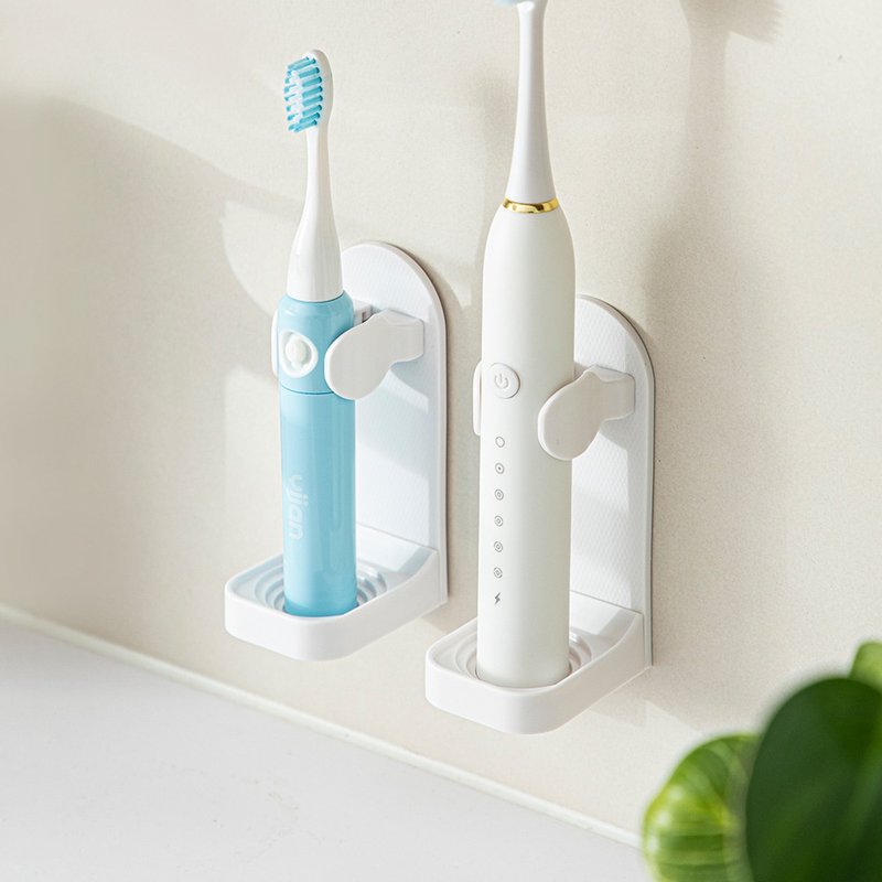 Japan Shuangshan drill-free nail wall-mounted electric toothbrush storage rack - 3 pieces - อุปกรณ์ห้องน้ำ - วัสดุอื่นๆ ขาว