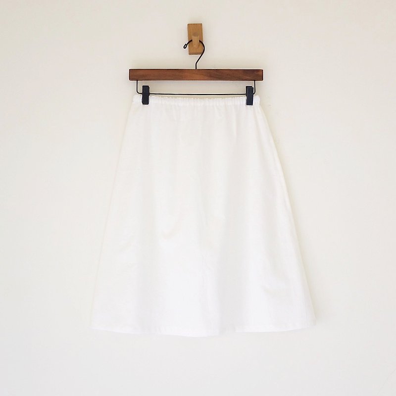 Daily hand-made clothes white lining skirt cotton - กระโปรง - ผ้าฝ้าย/ผ้าลินิน ขาว
