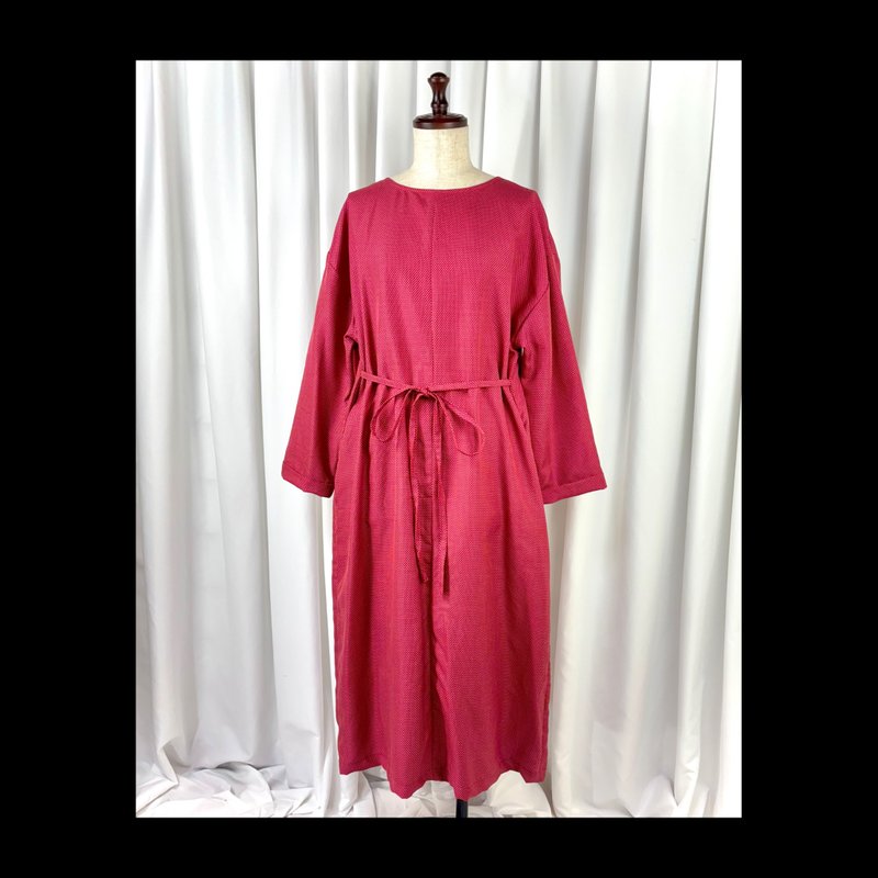 kimono dress || tsumugi || silk - One Piece Dresses - Silk Red