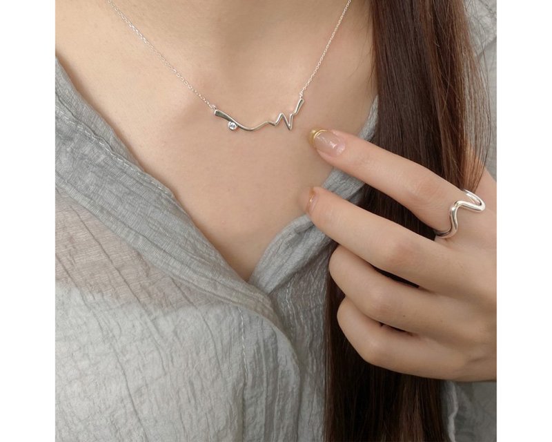 I Heart Rhythm I 925 Sterling Silver Necklace - Collar Necklaces - Sterling Silver Silver