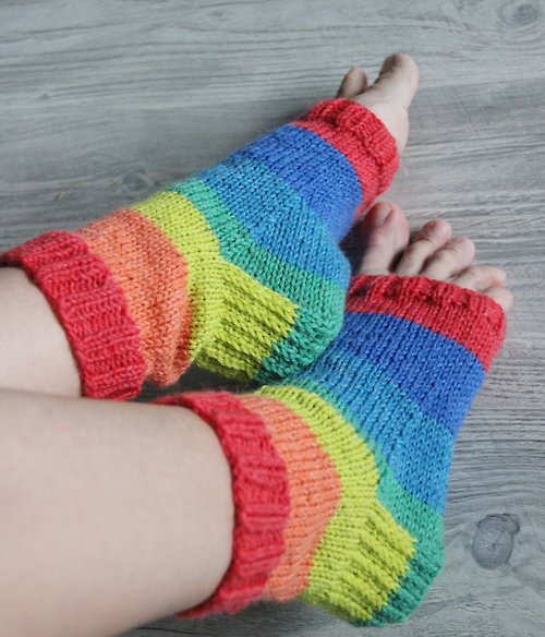 Open toe socks. Hand knit rainbow socks