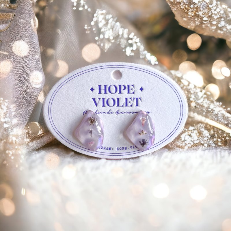 Violet Dream Flowers Laser Style Earrings - ต่างหู - เรซิน สีม่วง