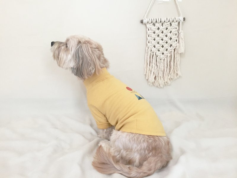 【Silk Printing Pet Clothes】Mustard sweater with long sleeves inside - Clothing & Accessories - Cotton & Hemp Yellow