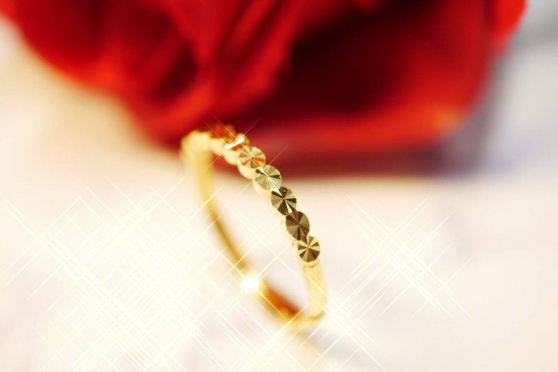 黃金戒指-平面圓珠藝術戒-女戒 - 戒指 - 24k 金 金色