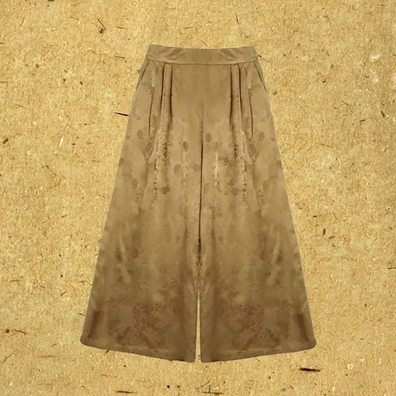 Cicada Moon - New Chinese Style Retro Mulberry Silk Thin Trousers - Women's Pants - Silk Gold