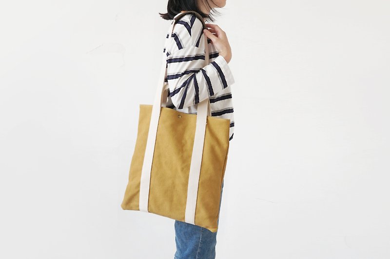 Sobag Wen Yisen canvas bag female shoulder tote bag turmeric fresh handbag simple student side backpack - Messenger Bags & Sling Bags - Cotton & Hemp Yellow