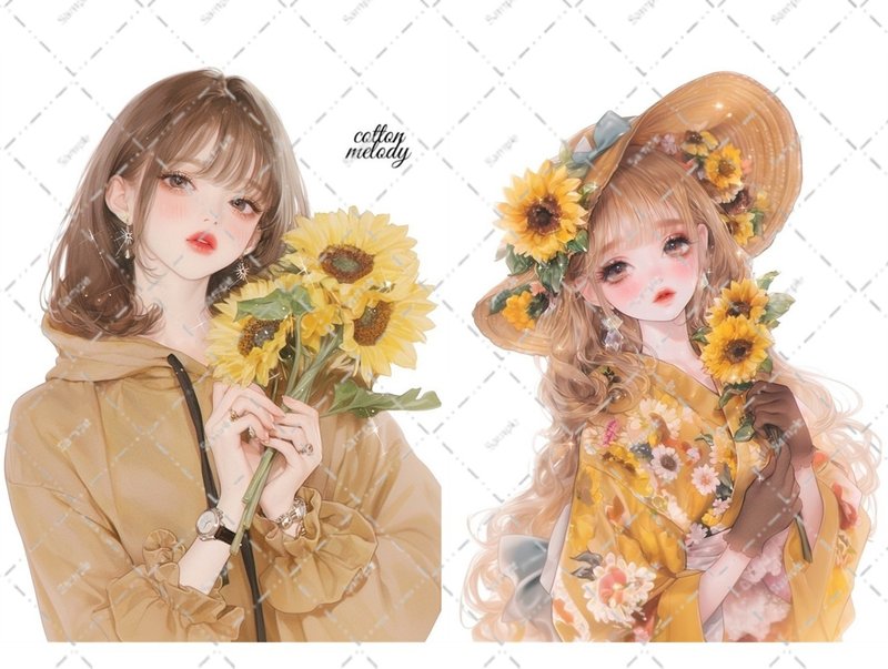 original sticker no.6296 人物ステッカー オリジナルステッカー 人物ステッカー 女の子ステッカー オリジナル人物ステッカー - 貼紙 - 紙 
