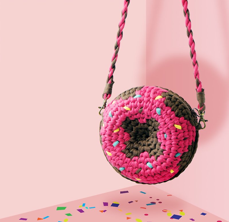 Young children's woven bag (doughnut) handmade gift spot one - Messenger Bags & Sling Bags - Cotton & Hemp Multicolor