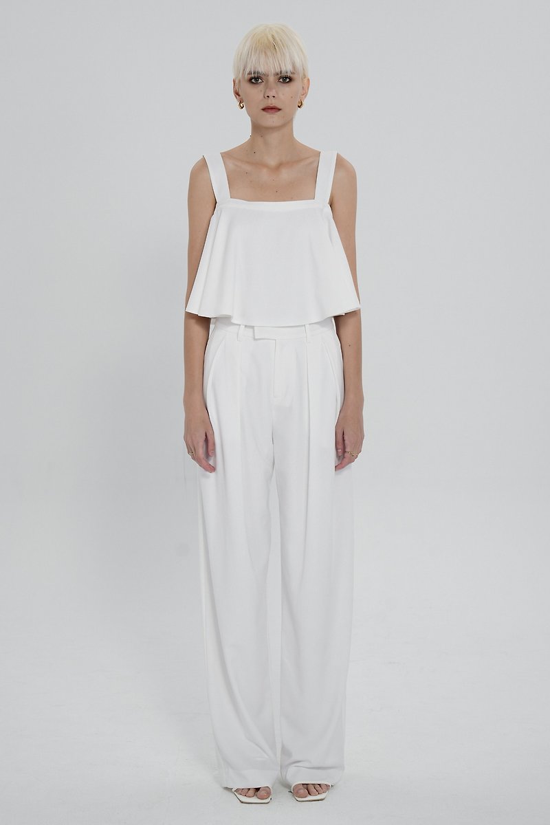 Unisex Micro Cocoon Discounted Suit Pants – White - กางเกงขายาว - เส้นใยสังเคราะห์ ขาว